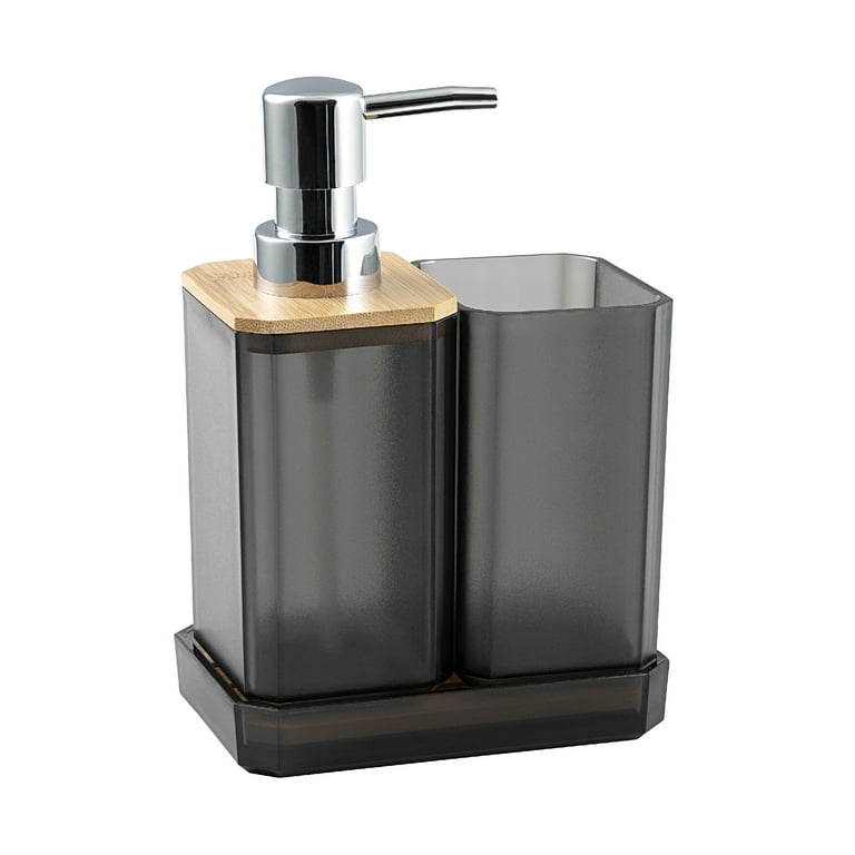 Mainstays 3-Piece Gray Bath Accessory Set with Bamboo Accents