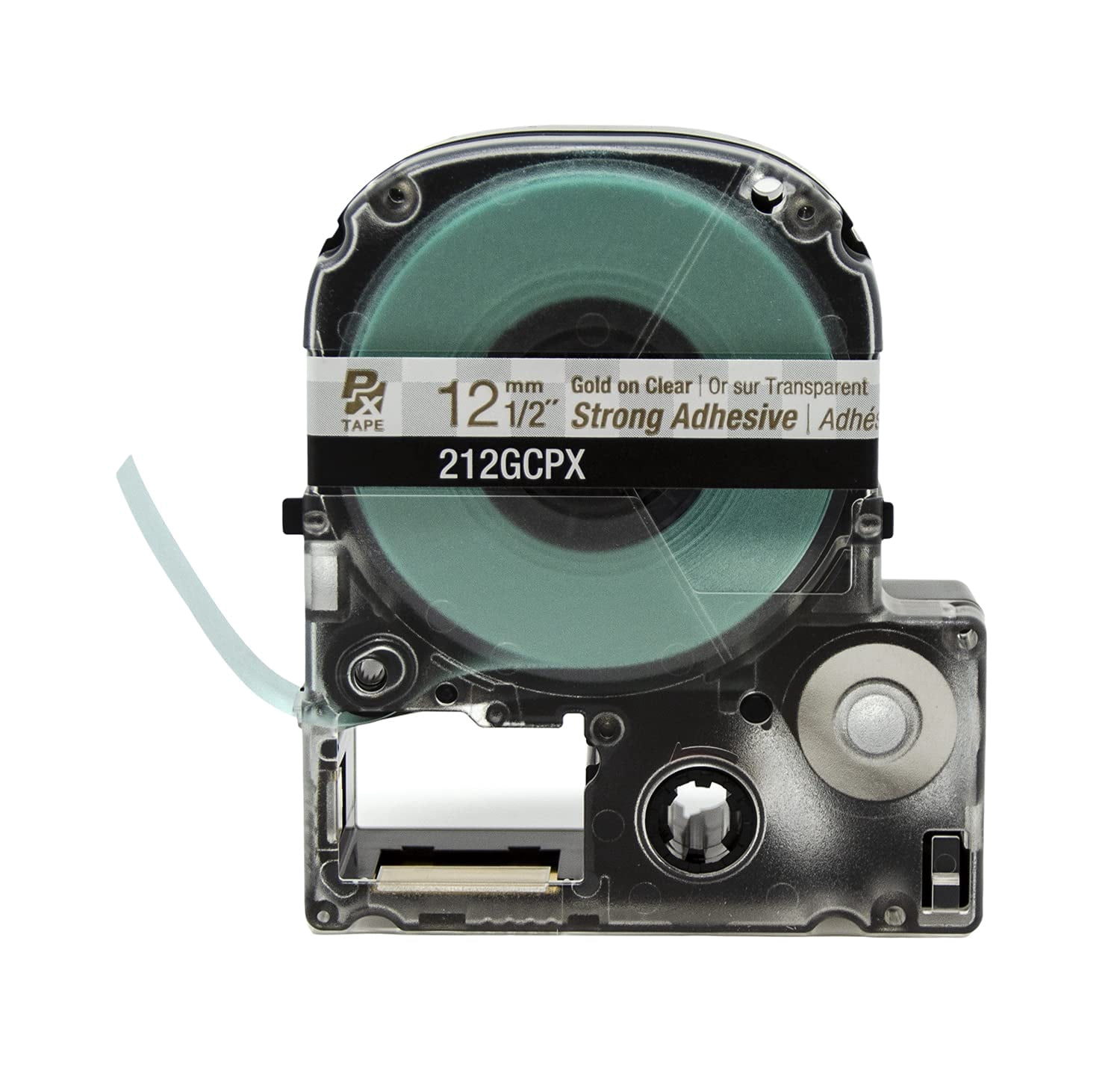 Epson LABELWORKS 212GCPX - Gold on Clear PET Label Maker Tape - 1/2" (12MM) Wide, 30'