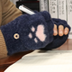 thumbnail image 2 of Guantes de invierno con imitación de piel de visón para estudiantes, cálidos, para montar a caballo, de medio dedo, a prueba de viento, fríos, con forma de pata de gato, 2 of 5