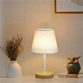 thumbnail image 6 of Gnmfd Table Lamp for Bedroom 3 Way Dimmable Bedside Lamp with Linen Fabric Shade Wooden Base LED Bulb Included Night Lights Plug Into Wall for Living Room Office Dorm Reading Light, 6 of 8