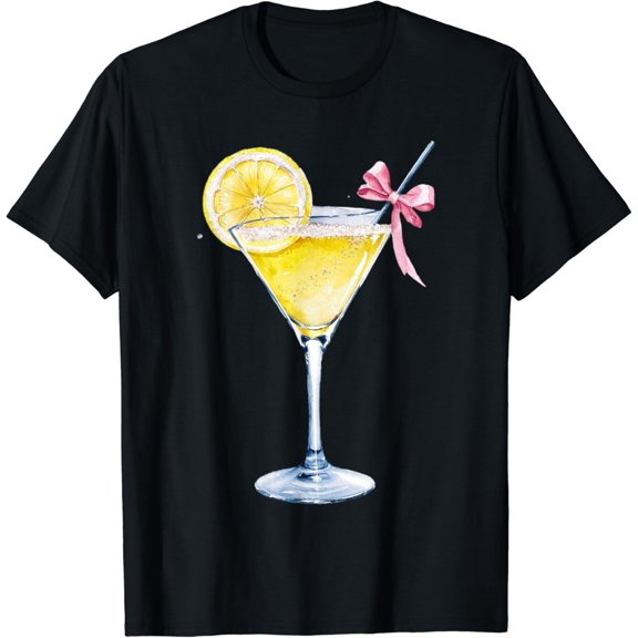 T-SHIRTLimoncello Coquette Lemon Drop with a Pink Bow T-Shirt mens t shirt,black,women,funny,misfits,men,journey