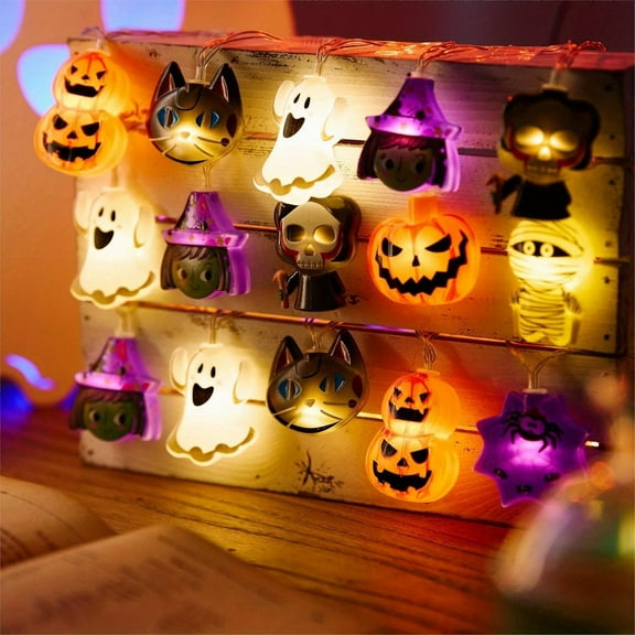 3-Pack 10ft 20 LED Pumpkins Ghosts String Lights Halloween Party Decorations