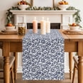 thumbnail image 2 of Baroque Pattern Table Runner, Blue Vintage Abstract Flowers Texture Cotton Linen Kitchen Table Decoration Washable Dining Tabletop Runners for Home Party Decor 13x60 Inches, 2 of 9