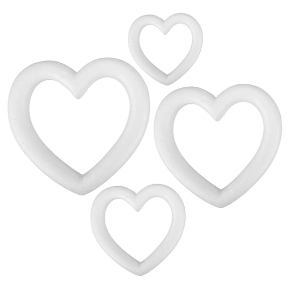 WHAMVOX White Foam Heart Shapes for Crafts and Wedding Decorations, 4 Pieces for Projects and Uses