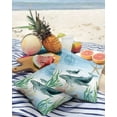 thumbnail image 3 of Pack of 2 Outdoor Pillow Covers, Ocean Theme Whale Sea Grass Shells Coral Waterproof Square Throw Pillowcase Cushion Decorative Pillow Covers for Couch Patio Tent, 26x26 in, 3 of 6