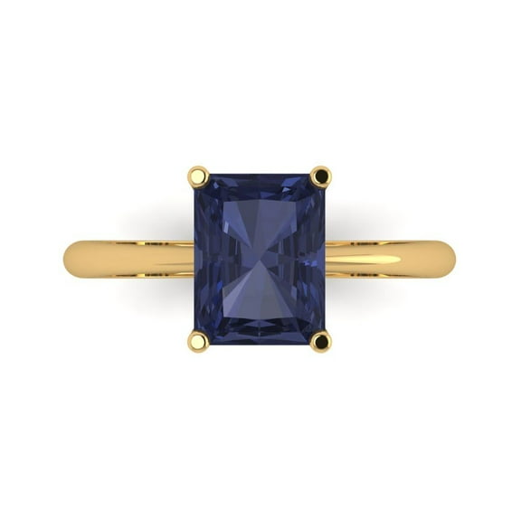 Clara Pucci 14K Yellow Gold 2.5ct BlueSapphire Solitaire Ring for Women
