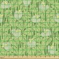 thumbnail image 2 of Botanical Fabric by the Yard, Continuous Abstract Illustration of Tender Anthurium Flowers, Upholstery Fabric for Dining Chairs Home Decor Accents, Pale Green Green by Ambesonne, 2 of 5