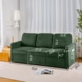 thumbnail image 2 of 72" Retractable 3-Seater Sectional Sofa, Extends to 2-Seater Sofa & Single Couch, Space-Saving Design for Small Spaces, Apartments, Offices & Living Rooms, Olive Green Corduroy Fabric, 2 of 9