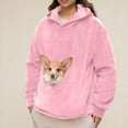 thumbnail image 4 of Stralyhd Cat Dog Pouch Hoodie for Women Oversized Sweatshirt with Dog Pouch Velvet Warm Kangaroo Pouch Hoodie Long Sleeve Pet Carrier Pullover Pink S, 4 of 5