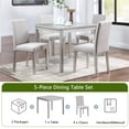 thumbnail image 6 of PORKISS Dining Table Set for 4, Solid Wood Dining Room Set with 1 Square Table 4 Upholstered Chairs, Dinner Table with Padded Chairs for Home Kitchen, Gray, 6 of 11