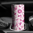 thumbnail image 3 of 20oz Pink Breast Cancer and Love Skinny Tumblers Stainless Steel Tumbler with Lid and Straw,Vacuum Insulated Double Wall Travel Tumbler Cups with Cleaning Brush for Coffee,Tea, 3 of 6