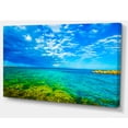 thumbnail image 2 of Picturesque Green Blue Seashore - Modern Seascape Canvas Artwork, 2 of 3