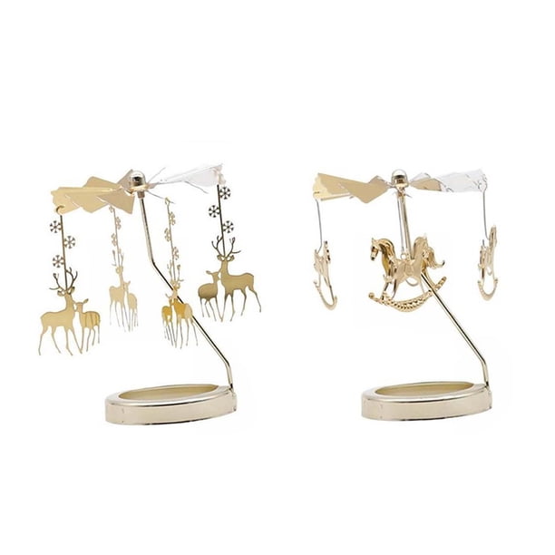 2 candelabros giratorios para velas de té, adorno navideño, candelabros de pilar para el hogar para chimenea, boda romántica, día de San Valentín Estilo G Gloria Portavelas giratorio