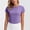 Purple, variant on Womens Shirts, Solid Round Neck Workout Short Sleeve Tops for Women Fitted Cropped Tshirts Fashion Summer Blouse