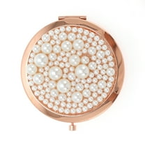 Unique Bargains 1 Pc Women Round Double-sided Makeup Mirror Rose Gold Tone
