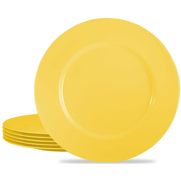 Calypso Basics, 6pc Melamine Dinner Plate Set, Lemon