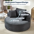 thumbnail image 3 of Aukfa Oversized Round Chaise Longue Chair Indoor, 56-inch Upholstered Corduroy Deep Seat Circle Cloud Sofa Chair, Dark Gray, 3 of 8