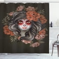 thumbnail image 1 of Ambesonne Gothic Shower Curtain, Calavera Woman, 69"Wx84"L, Army Green Salmon, 1 of 3