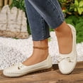thumbnail image 6 of Miluxas Leather Flat Shoes, Lightweight Anti-Slip Breathable for Women Dressy Slip-On Bow-Knot Flats Loafers White 9.5(43), 6 of 9