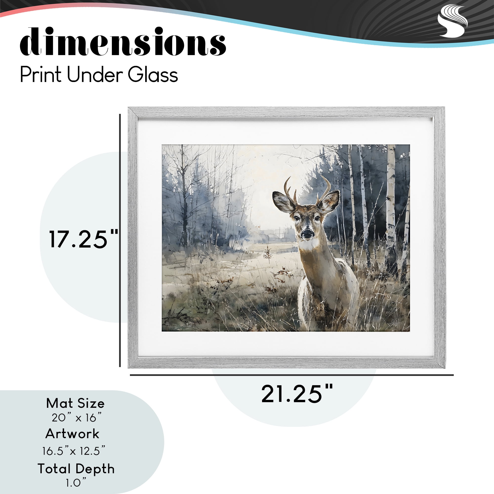 Stupell Industries Deer in Winter Wilderness Gray Framed Print Under Glass, design by Franklyn Gregory