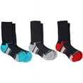 thumbnail image 2 of Fruit of the Loom Boy's Breathable Cooling Nylon 3 Pack Crew Socks, Large Shoe Size: 3-9 Black/Multi, 2 of 2