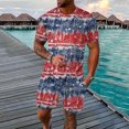 thumbnail image 2 of Vedolay summer sets men 2 piece Men's Shirt and Shorts Set 2 Piece Summer Fashion Set,Red M, 2 of 3