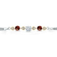 thumbnail image 2 of Gem Stone King 925 Sterling Silver and 10k Yellow Gold White Moissanite Red Garnet and White Lab Grown Diamond Bracelet for Women (3.28 Cttw, Round 7MM and 6MM, 6.5/7/7.5 inch, Made in Italy), 2 of 4
