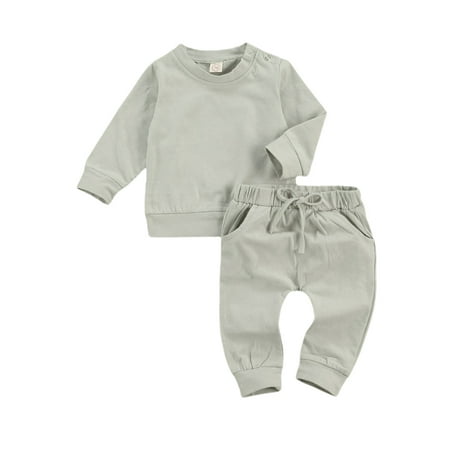 

Bmnmsl Baby Sets Long Sleeve Pullover Side Pockets Drawstring Trousers