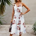 thumbnail image 4 of USSUMA Sundresses for Women Casual Summer Summer Dresses for Women Beach Sunflower Tshirt Sundress Sleeveless Casual Loose Short Mini Tank Dress, 4 of 6