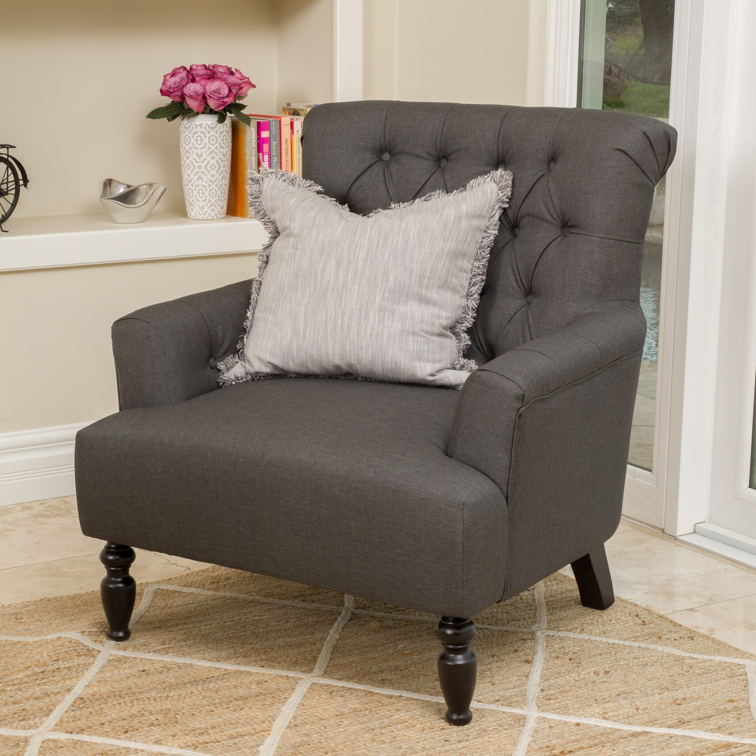 Noble House Monterey Fabric Club Chair Dark Gray Kuwait Ubuy
