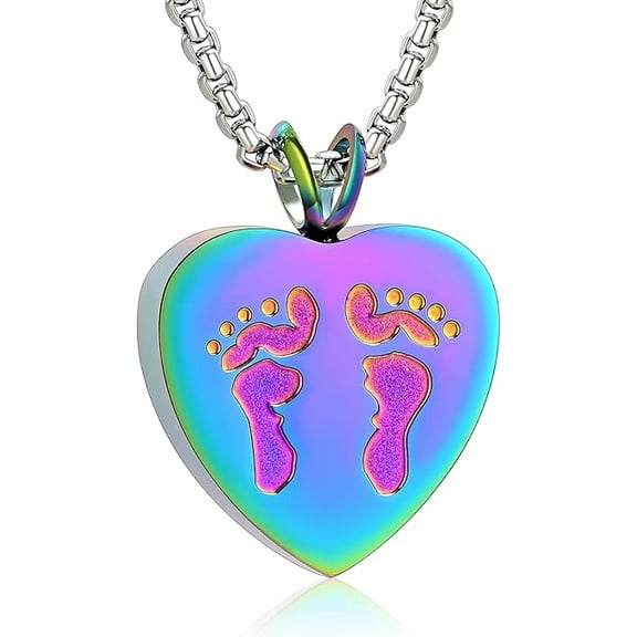 Footprint Urn Necklace for Ashes Heart Cremation Jewelry for Ashes Foot Print Urn Necklace for Ashes Memorial Ashes Keepsake Locket of Loved One