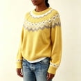 thumbnail image 5 of Sweater for Women Fair Isle Sweater Crew Neck Long Sleeve Loose Fit Casual Pullover Top, 5 of 5