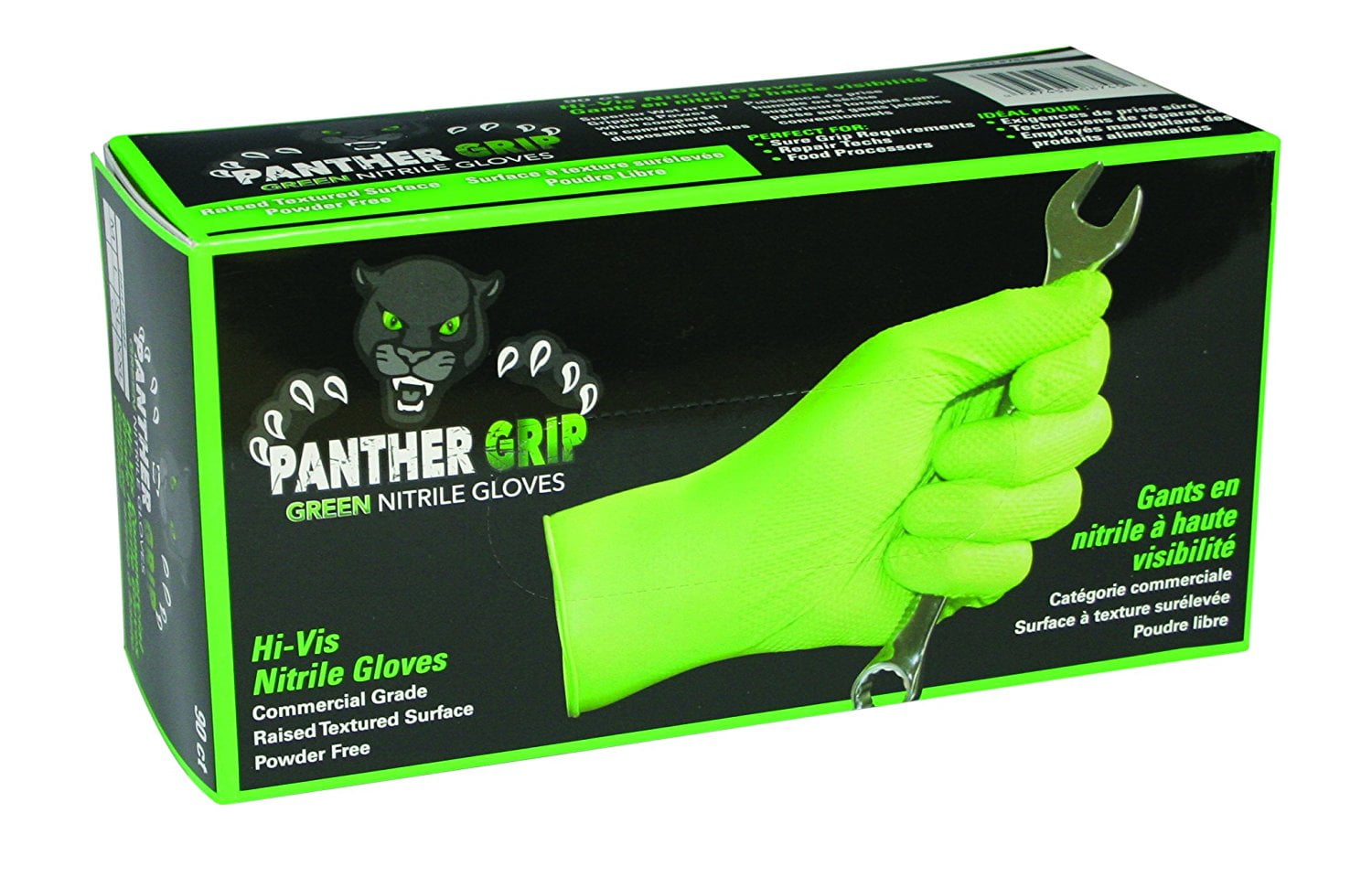 NEW! Eppco Panther Grip Green Nitrile Gloves Size XL 90 count box, Hi