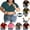 Navy, variant on Women's Plus Size T-Shirt Built in Bra Casual V Neck Short Sleeve Tunic Tops Solid Color Fitted Summer Tee Shirts