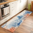 thumbnail image 3 of Ocean Octopus Washable Runner Rugs 2'x6', Summer Orange Blue Sea Animal Corals Retro Linen Low Pile Throw Entryway Rug Non-Slip Sturdy Edge Binding Carpet for Indoor Bedside Entrance Bedside, 3 of 9