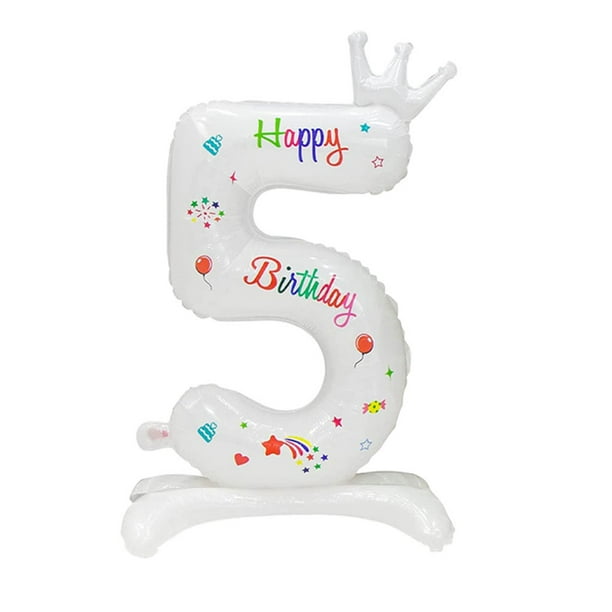 Globos de película de aluminio digital Advancent Decoraciones para fiestas color blanco Número 5
