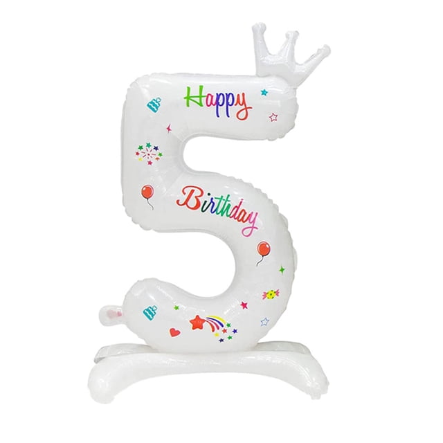 kurtrusly Unique Luster On White Digital Aluminum Film Balloons - Decorations Number 5 1Set