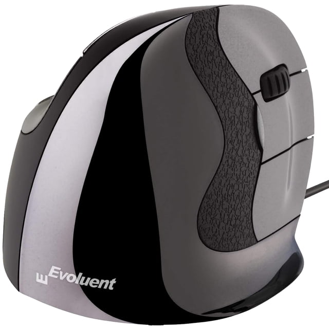 Evoluent Souris Verticale VMDM 4 pour Main Droite & Souris Ergonomique Filaire USB, Aide à Réduire le Tunnel Carpien, Vitesse Réglable & Boutons Programmables, Verticale