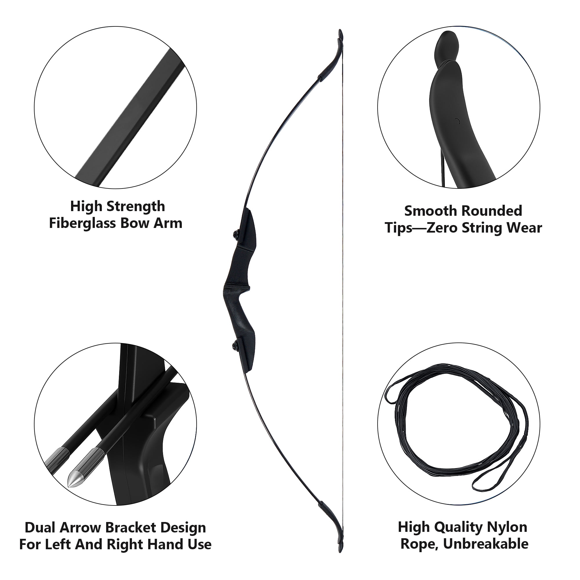 Petoto Bow and Arrow Set, 51" Recurve Bows for Adults/Beginners 30lbs, Archery Set for Left and Right Handed Outdoor Target Practice