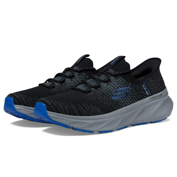 Zapatilla Skechers Edgeride Raygo, manos libres, sin cordones, negro/azul