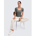 thumbnail image 4 of CRZ YOGA Softembrace Tops for Women Casual Soft Going Out Short Sleeve Shirts Sexy U Neck Tight Fitted Tees, 4 of 5
