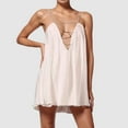thumbnail image 2 of Women's Sexy V Neck Backless Spaghetti Strap Silk Dress With Rhinestones A Line Casual Party Summer Dress, 2 of 2