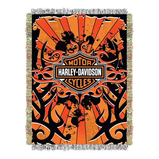 HarleyDavidson Inkburst Woven Tapestry Throw Blanket, 48 x 60 Inches