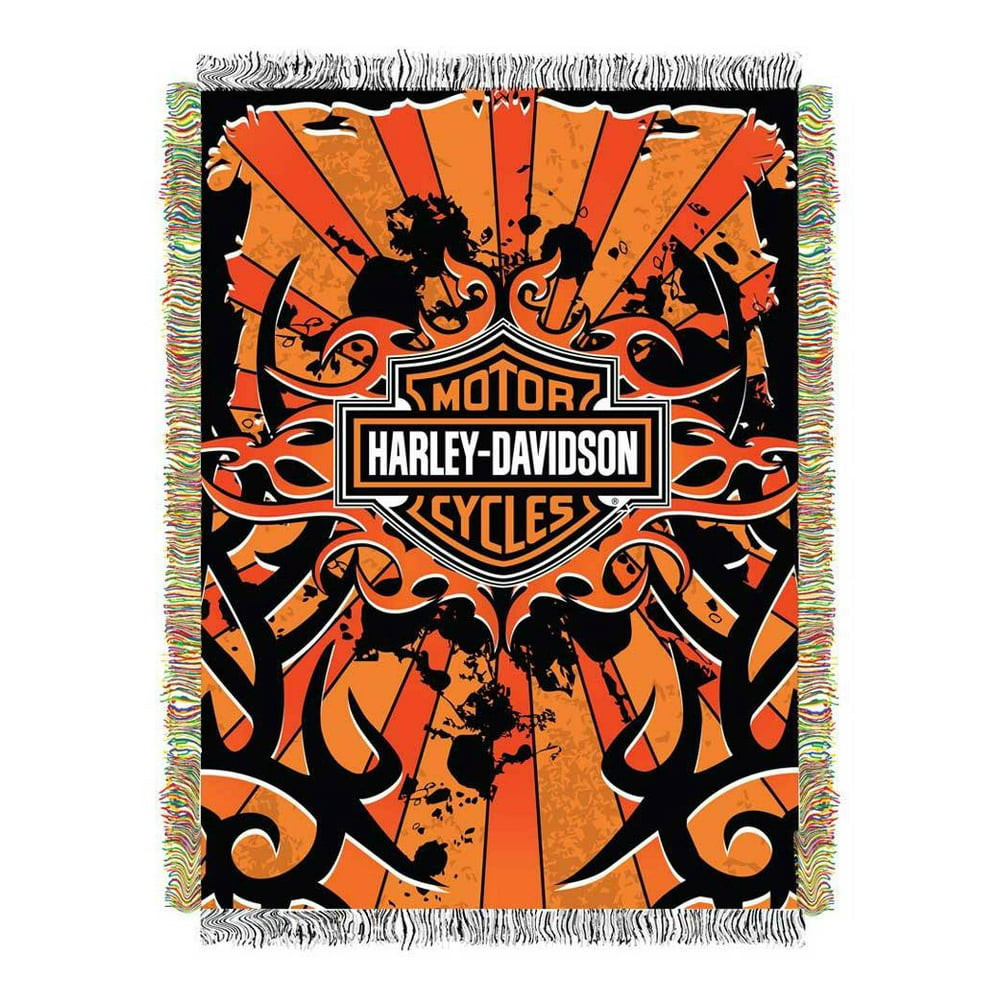 HarleyDavidson Inkburst Woven Tapestry Throw Blanket, 48 x 60 Inches