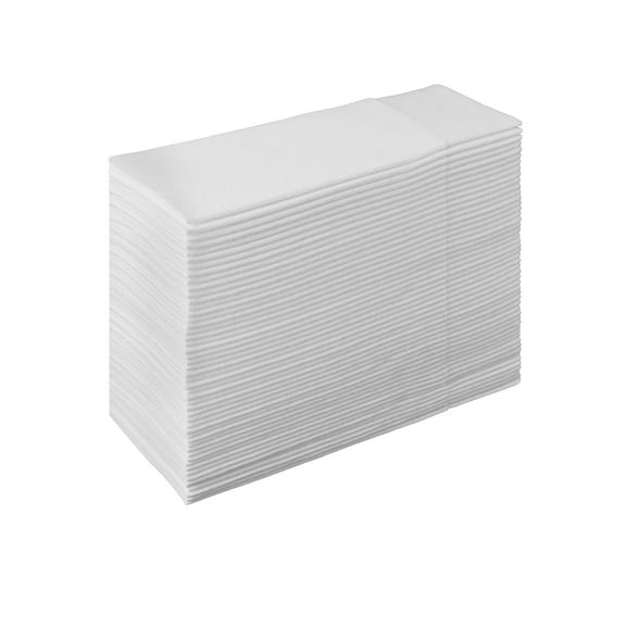 White Disposable Built-in Flatware Pocket Napkins,13x15.75inch,50PCS.Prefoled  Eco-Friendly for Silverware,Wedding, Party,Events