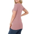 thumbnail image 3 of Niobe Clothing Womens V-Neck Cotton Short Sleeve Long T-Shirt Top, 3 of 7