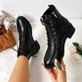thumbnail image 5 of Puntoco Women's Chelsea Dress Boots Square Toe Ankle Boots for Women Lace Up Business Work Shoes Black 9.5, 5 of 7