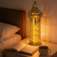 thumbnail image 1 of Birdeem Golden Moroccan Lantern with Metal Stand, Decorative Table Lamp for Home, Intricate Cut-Out Design for Ambiance, Includes Hanging Ring, 1 of 9