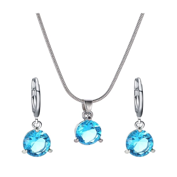 Pendientes de plata Sonducket antialérgicos antioxidantes conjuntos de joyas elegantes y de moda mujer azul claro