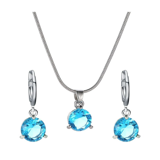 Pendientes de plata Sonducket antialérgicos antioxidantes conjuntos de joyas elegantes y de moda mujer azul claro